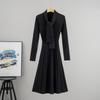 A New High-end Women's Autumn and Winter Dress with A Scarf Collar and A Cinched Waist