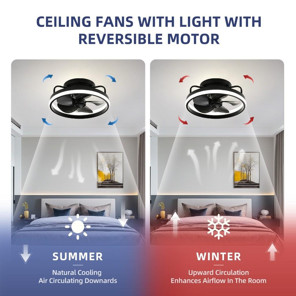 13.5 Inchs Ceiling Fan with Light White Small Ceiling Fan for Toilet/Kitchen DC Motor Fan