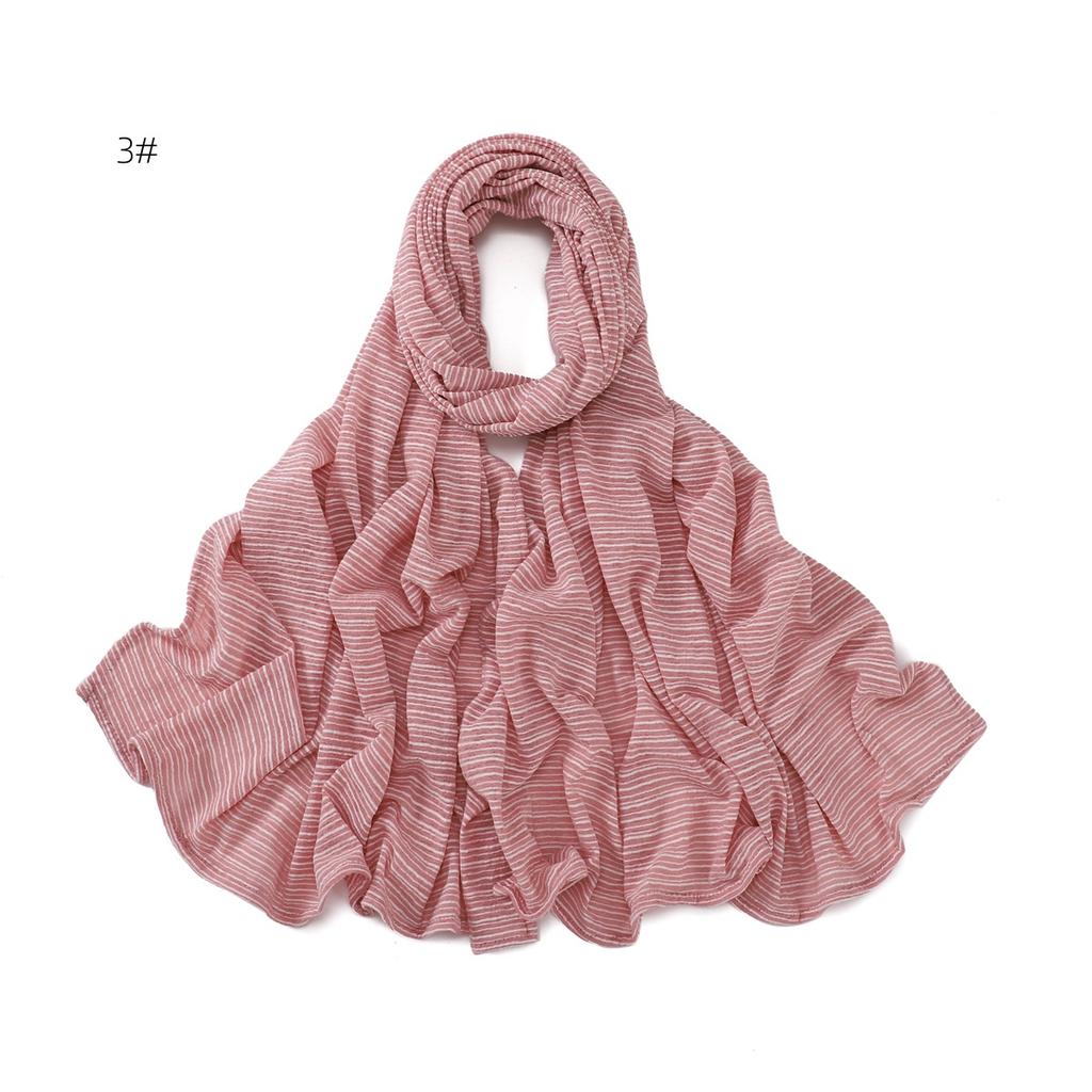 New Stripe Cotton Jersey Hijab Scarf For Women Muslim Long Shawls Headscarf Wraps Foulard Islamic Headband Turban Ramadan Hijabs