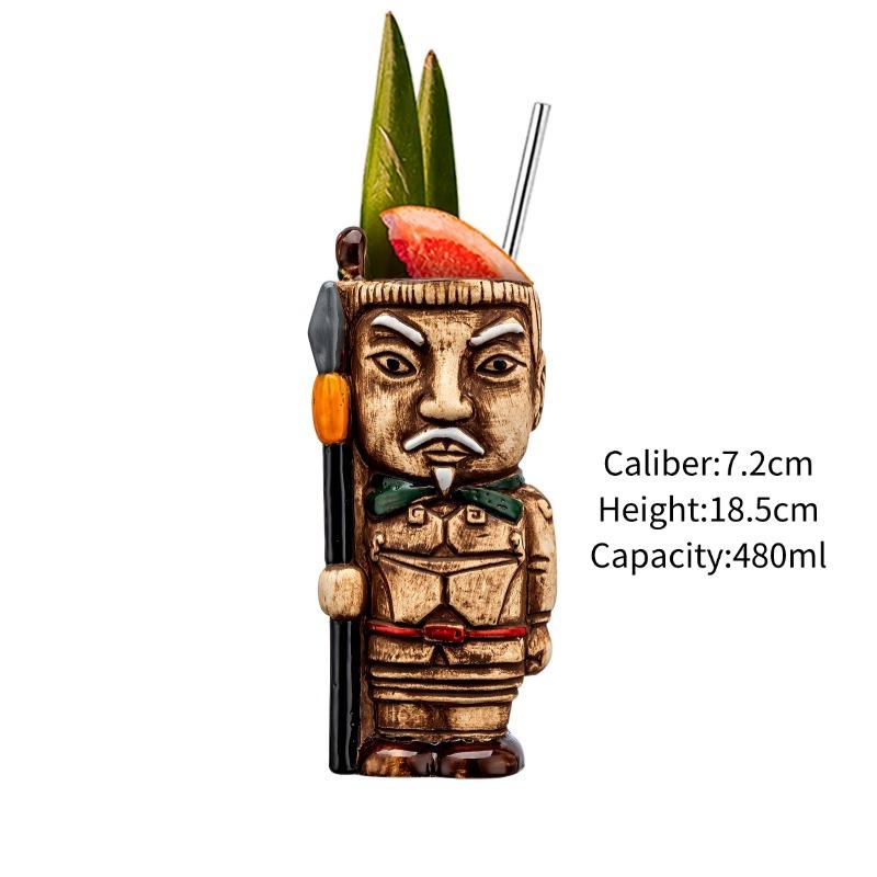 

Chinese culture Terracotta Army Creative Ceramic Cup Tiki Mug Hawaiian Cocktail Glass Mug Perfect Gift For Friends 420-500ml