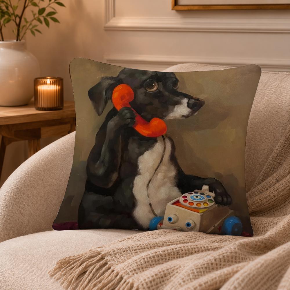 Funny Anime Alison FriendS Pet Dog Cat Print Cushion Cover Anti-dustmite Pillowcase Invisible zipper silky short plush Sofa