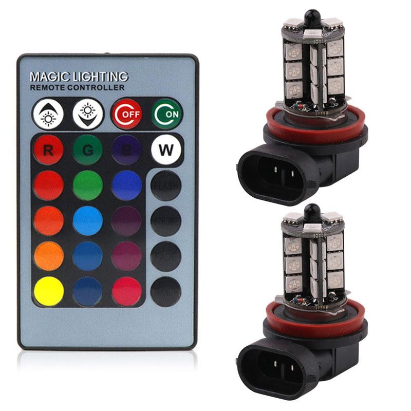 2pcs h11 led rgb 5050 chips h1 led rgb h3 led rgb h7 led car bulb flashing h8 Led fog light 9005 hb3 led hb4 9006 car fog lamp