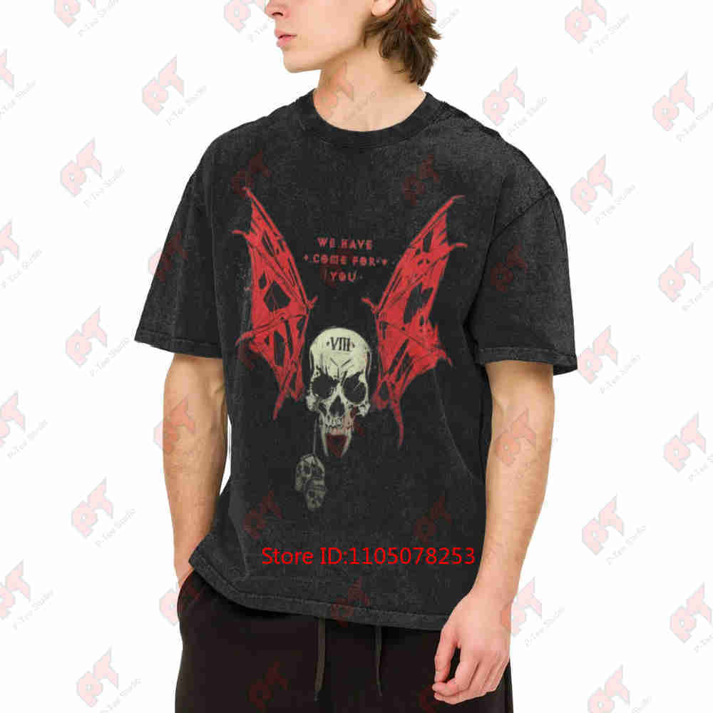 40 000 Night Lords We're Here You Gothic Tabletop Gamers Vintage Washed Tee Pure Cotton T-Shirt