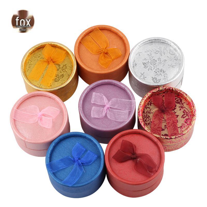 Small Bowknot Round Jewelry Box for Rings and Earrings