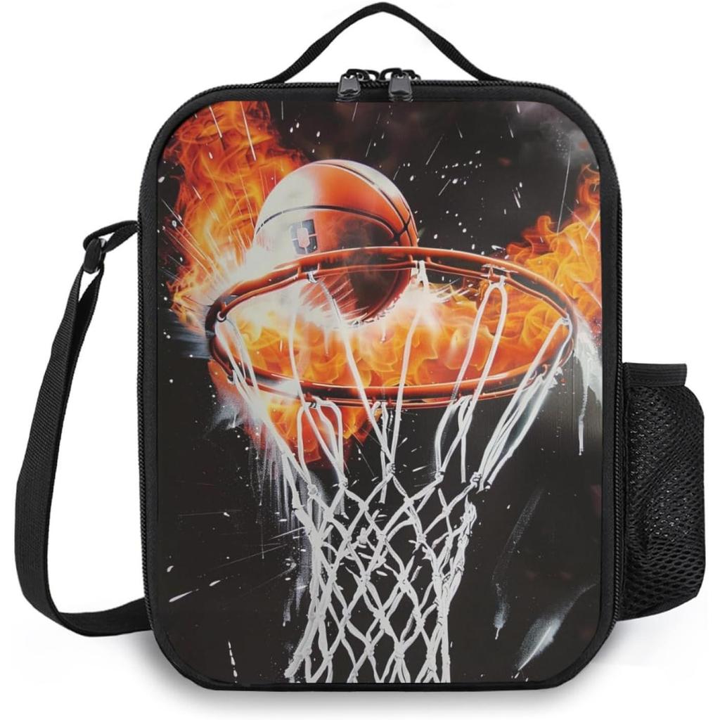 Lunch Box da Basket Insulated Lunch Bag per Donne Uomini Riutilizzabile Grande Capacità Lunchbox con Tracolla Piccola Anti-perdita