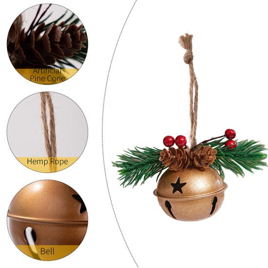 1/4Pcs Christmas Bells Easy Installation Lanyard Design Pine Cone Shape Xmas Bells Doors Windows Tree Decor