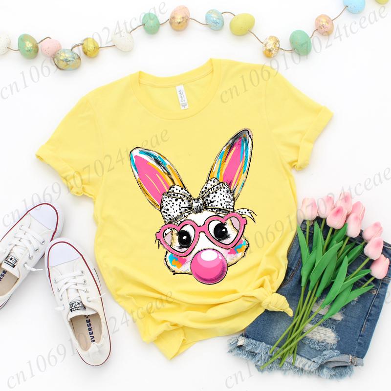 Coquette Bunny Print Women T-shirt Tshirt Summer Bunny Graphic Fashion Female T Shirts Woman Clothing Rabbit Cartoon Clothes