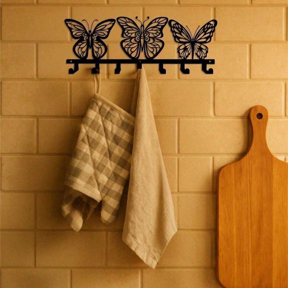 Modern Metal Key Holder Butterfly 7 Hook Key Organizer Wall Decor for Hallway Office Living Room Bathroom Bedroom Storage Housewarming Gift