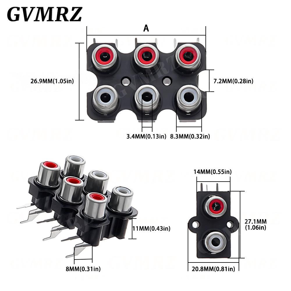 5PCS 2/4/6/8 Hole RCA Female Stereo Audio Jack AV Audio Input Socket Connector Lotus Row Amplifier Interface Signal Connection