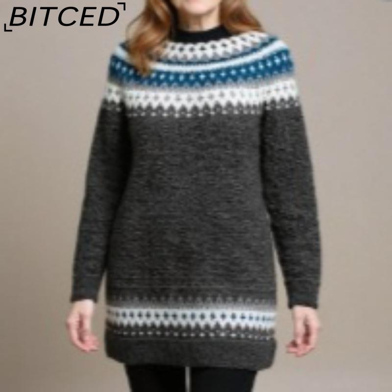 

BITCED Women s High-Neck Color-Blocked Oversized Fashion Pullover Sweater XXXXXL