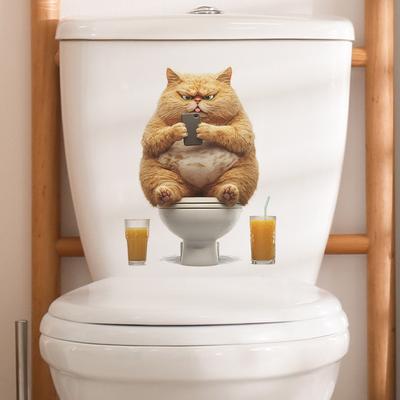 Creative Small Fat Cat Playing Mobile Phone Beautification Decoration Stickers