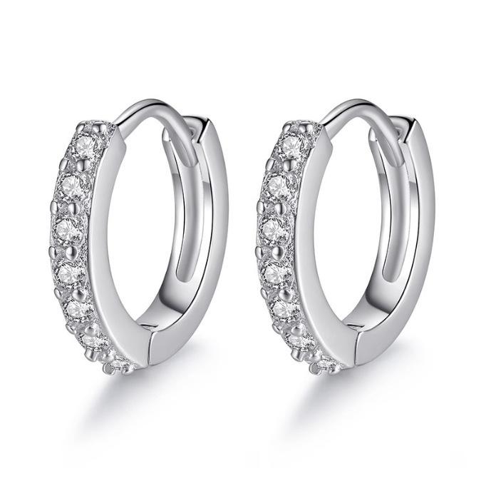 

12mm Zircon Micro Pave Hoop Earrings Lightweight Small Size Fashion Jewelry for Everyday Wear Durable Metal Construction One Size серебряный