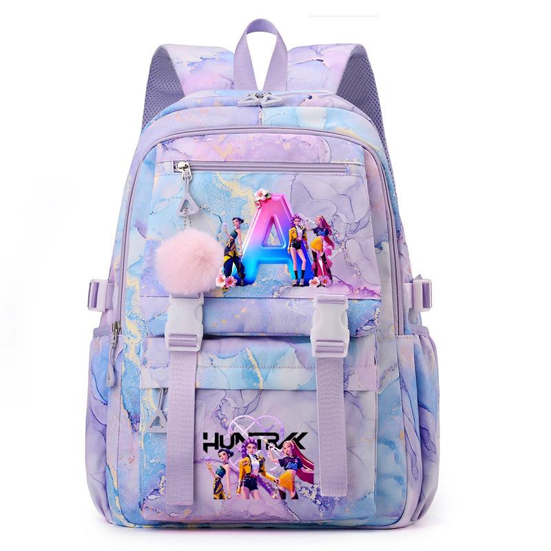 Color Kpop Witch Hunter Backpack Alphabet Series Student Animation Fashion School Bag