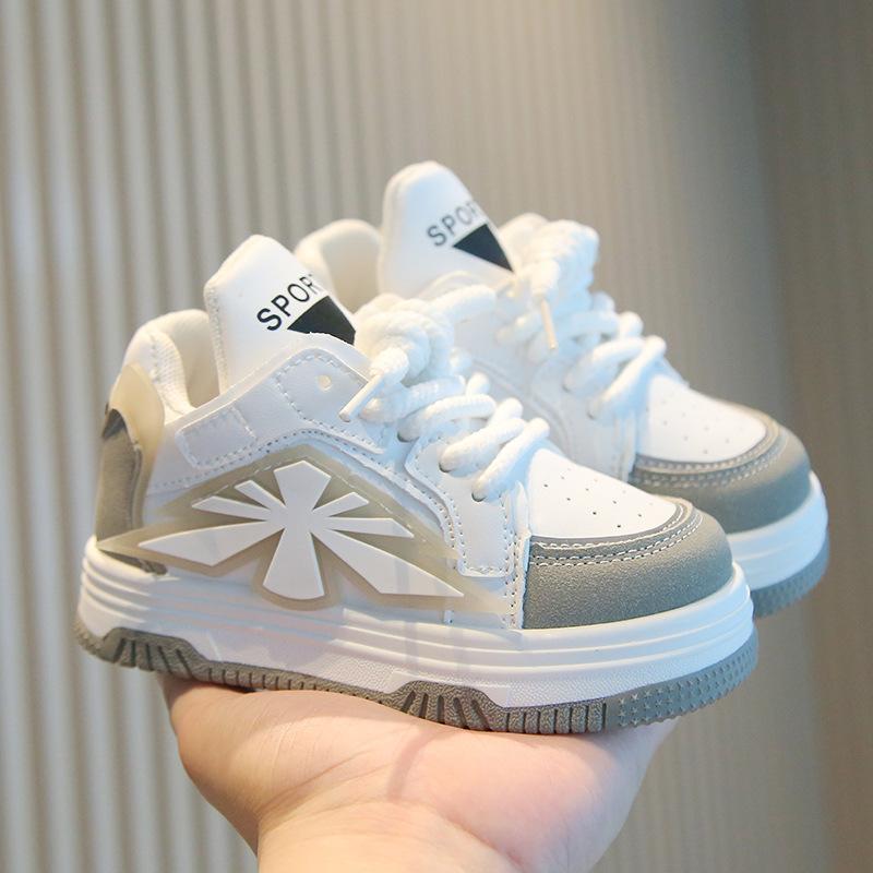 Children's sports shoes 2025 spring and autumn boys' casual board shoes high-top girls' little white shoes soft-soled baby bread shoes