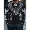 Men's casual daily long-sleeved T-shirt, with fashionable printed design, a comfortable and casual top that can be machine washed