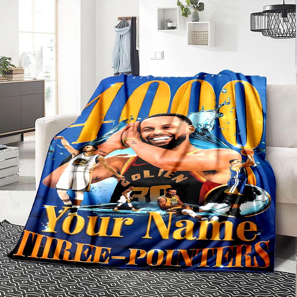 Golden State Warriors Curry Personalized Name Blanket Multi-purpose Personalized Blanket Comfortable Throw For Living Room Office Chair Office Picnics