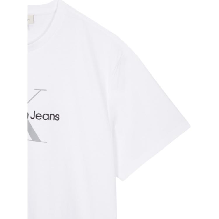 Calvin Klein Jeans Letter Embroidery Comfortable Crew Neck Short Sleeve T-Shirt Men Tops White 40EM289-YAA