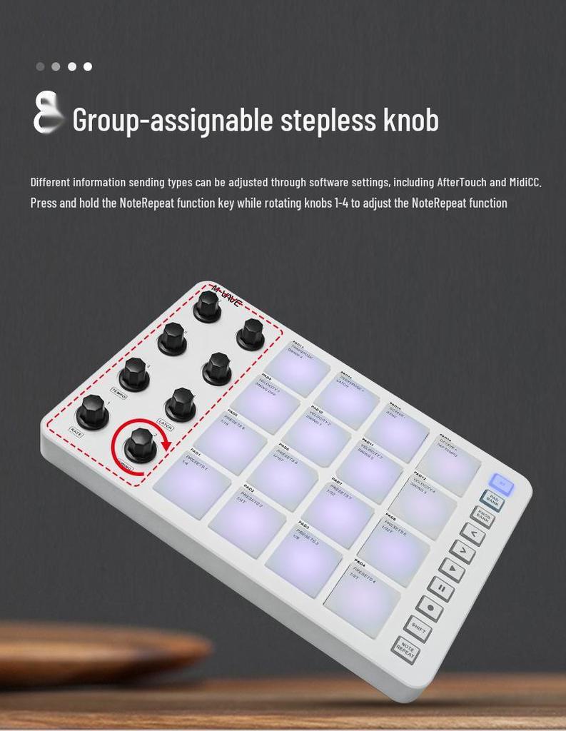 M-VAVE SMC 16-Key Mini Bluetooth MIDI Drum Pad Controller