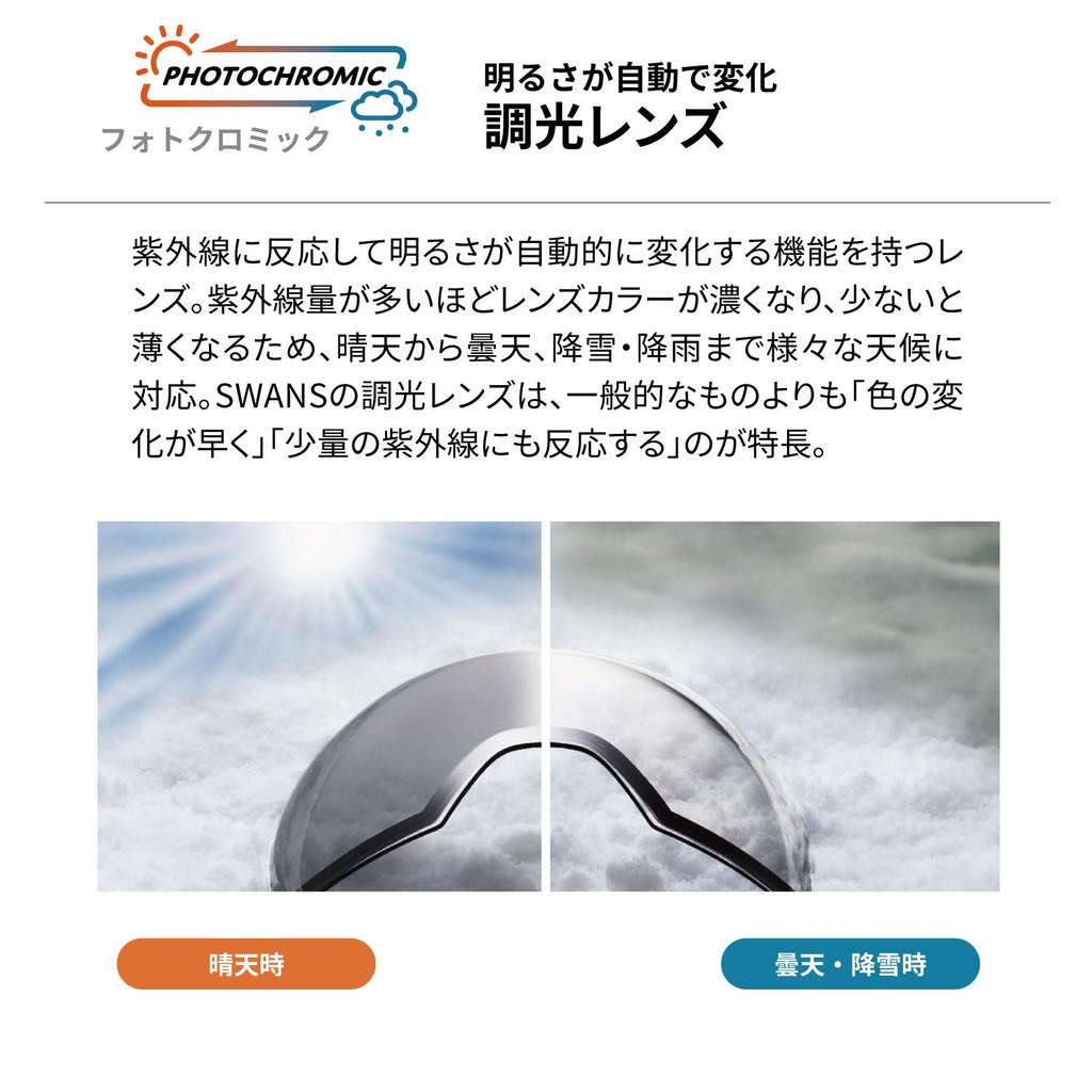Made in Japan Snow Eyeglass ULTRA Ski Snowboard UV Eyeglass Overcast [SWANS] Goggles, Flat, Anti-Fog, Compatible, Photochromic, Mirror, RACAN,
