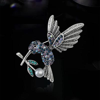 Classic Rhinestone Hummingbird Brooch for Women Unisex Animal Pins Keychain Event Party New Gifts Jewelry Decoration Accessories
