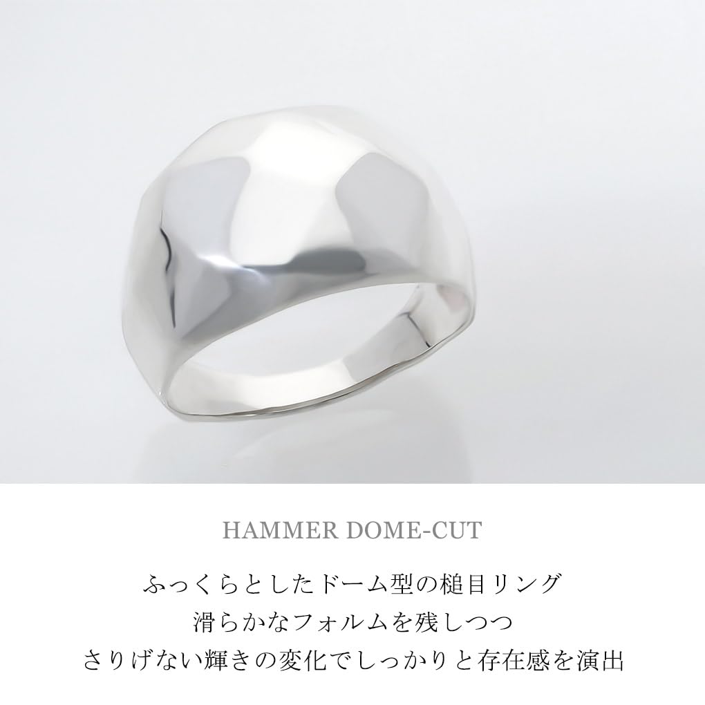 Gin no Hammered Dome Silver 925 Size [Shinjuku Kura] Ring, 22, Men's, Simple, Hammered, Rounded, Random, Wide, Mirror-Finished