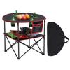 VEVOR Folding Camping Table, Portable Outdoor Lightweight Picnic Table, 600D Oxford Fabric Waterproof Canvas Travel Beach Tables, with 4 Cup Holders