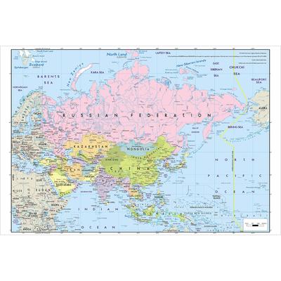 The Map of Asia, Without National Flags Series Large Map,English Version Educational Map,Home Office Decor,School Teaching Suppiles