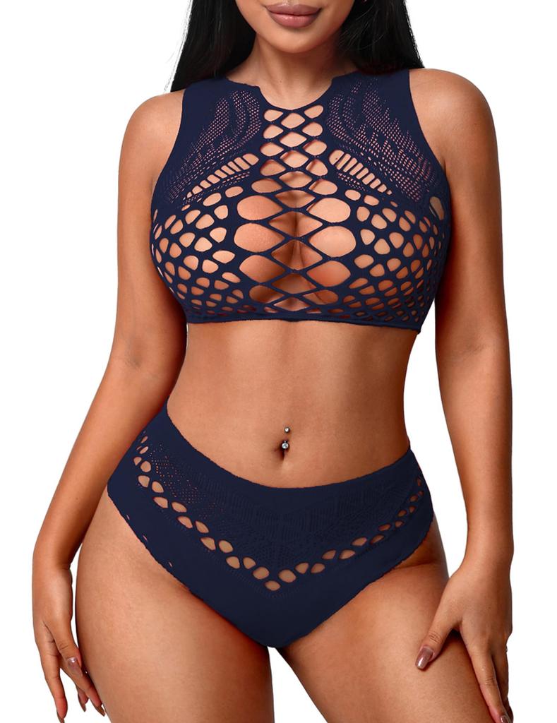 Avidlove Womens Fishnet Lingerie for Women Sexy Two Piece Lingerie Set Stripper Outfit
