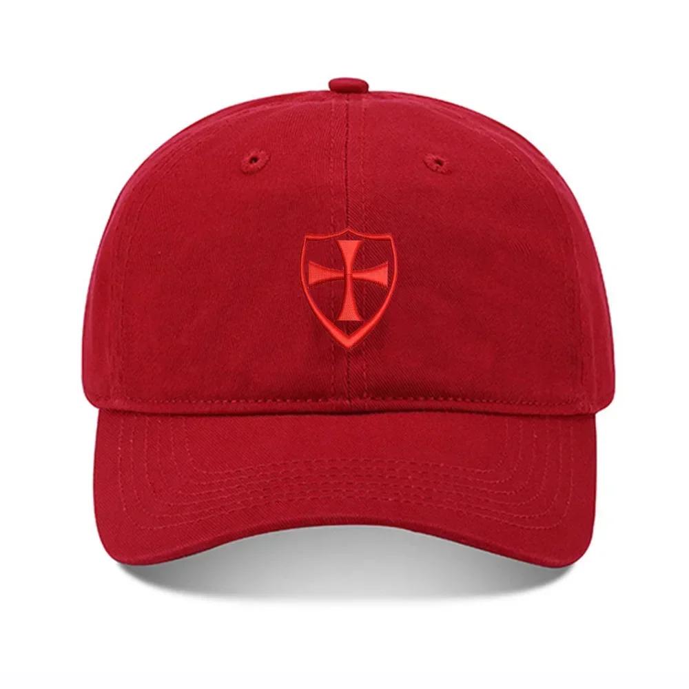 Lyprerazy Baseball Caps Maltese Cross Shield Unisex Embroidery Baseball Cap Washed Cotton Embroidered Adjustable Cap