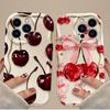 Cute Red Cherry Butterfly 3D Wave Phone Case for iPhone 17 Air 16 15 14 Plus 13 12 11 Pro Max 16E XR XS X 7 8 Silicone Cover