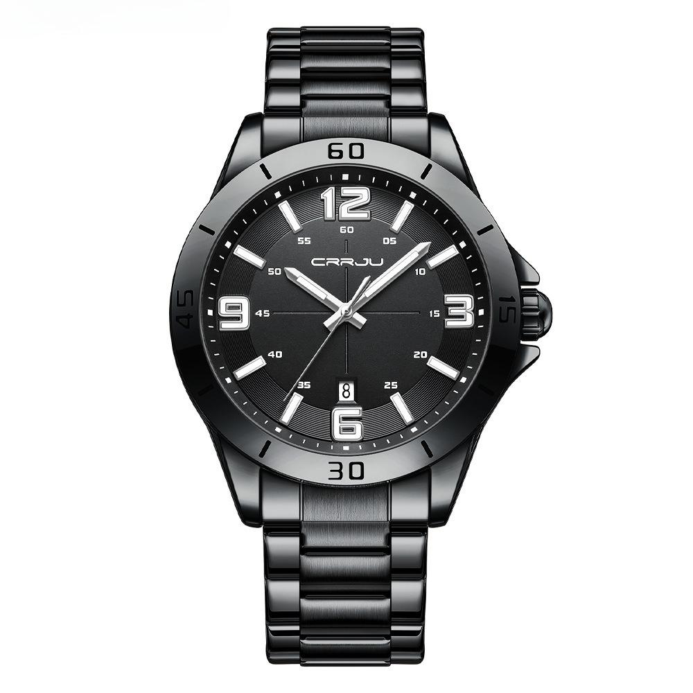 Simple Round Couple Watch Waterproof Digital Quartz Watch Watch with Steel Strap