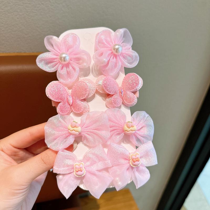 8Pcs New Bow Hair Clip Children's Princess Mesh Super Fairy Hair Card Girl Headdress Little Girl Butterfly Hair Accessories