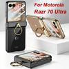 Luxus Galvanisiert Magnetisches Scharnier Hülle Für Motorola Razr 70 60 Ultra Bildschirmglas Ringhalter Kunststoff Abdeckung Für Razr 70 Ultra Hülle