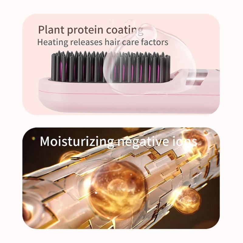 Double Purpose Hair Styler Brush USB Charging Hair Straightener 3600mAh Battery Ideal for Travel Efficient Styling