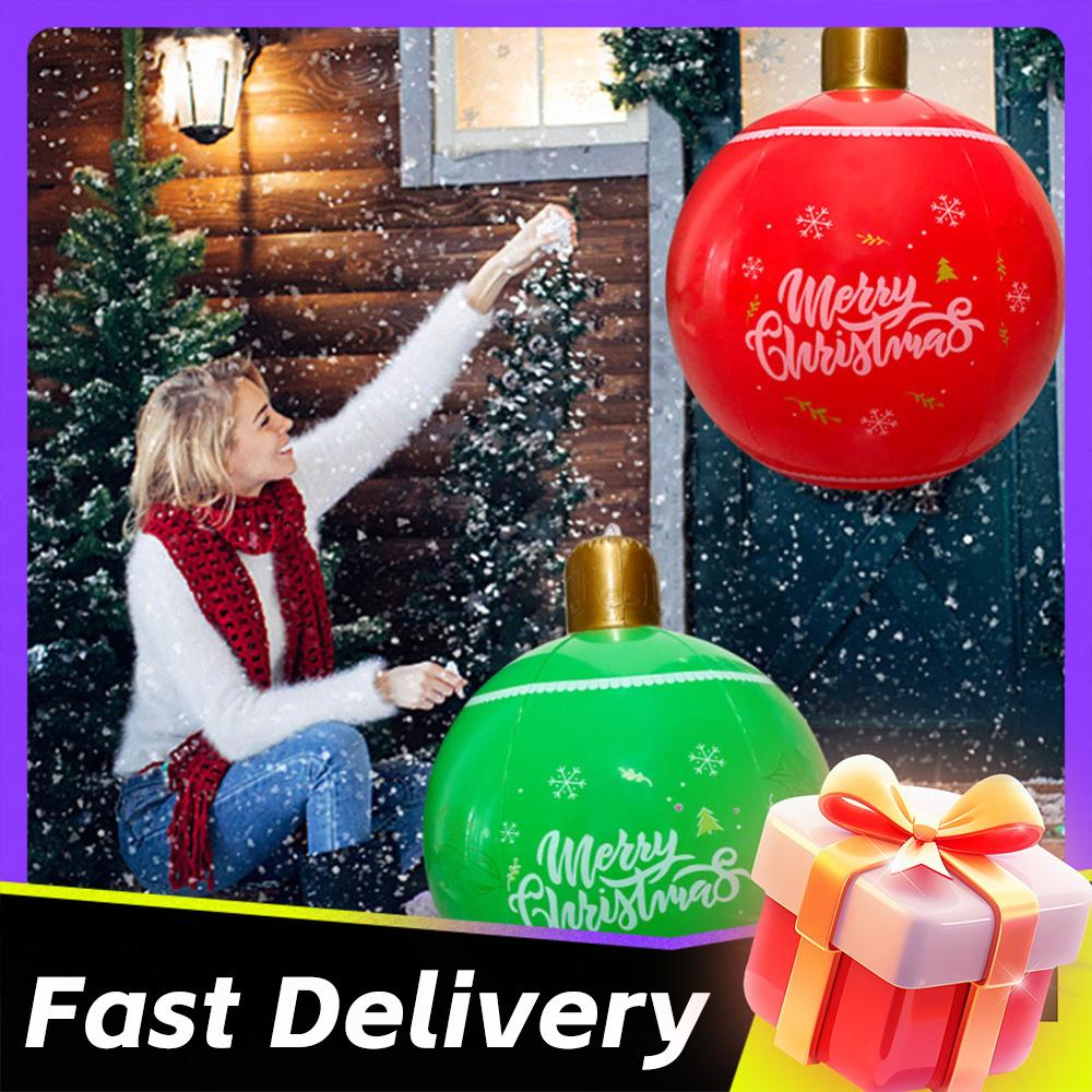 24 Inch PVC Giant Inflatable Christmas Ball PVC Inflatable Christmas Ball Outdoor Christmas Decoration Ball Festival Party Decor
