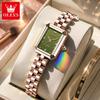 OLEVS Ladies Watches Original Solid Steel Strap Square Quartz Watches for Women Elegant Luxury Waterproof Woman Watch Gift 5690