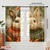 2pcs,2D Plane Printing Popular Curtain Panels Rabbit with Pine Branches & Snowflakes Versatile Durable Polyester (without Rod)