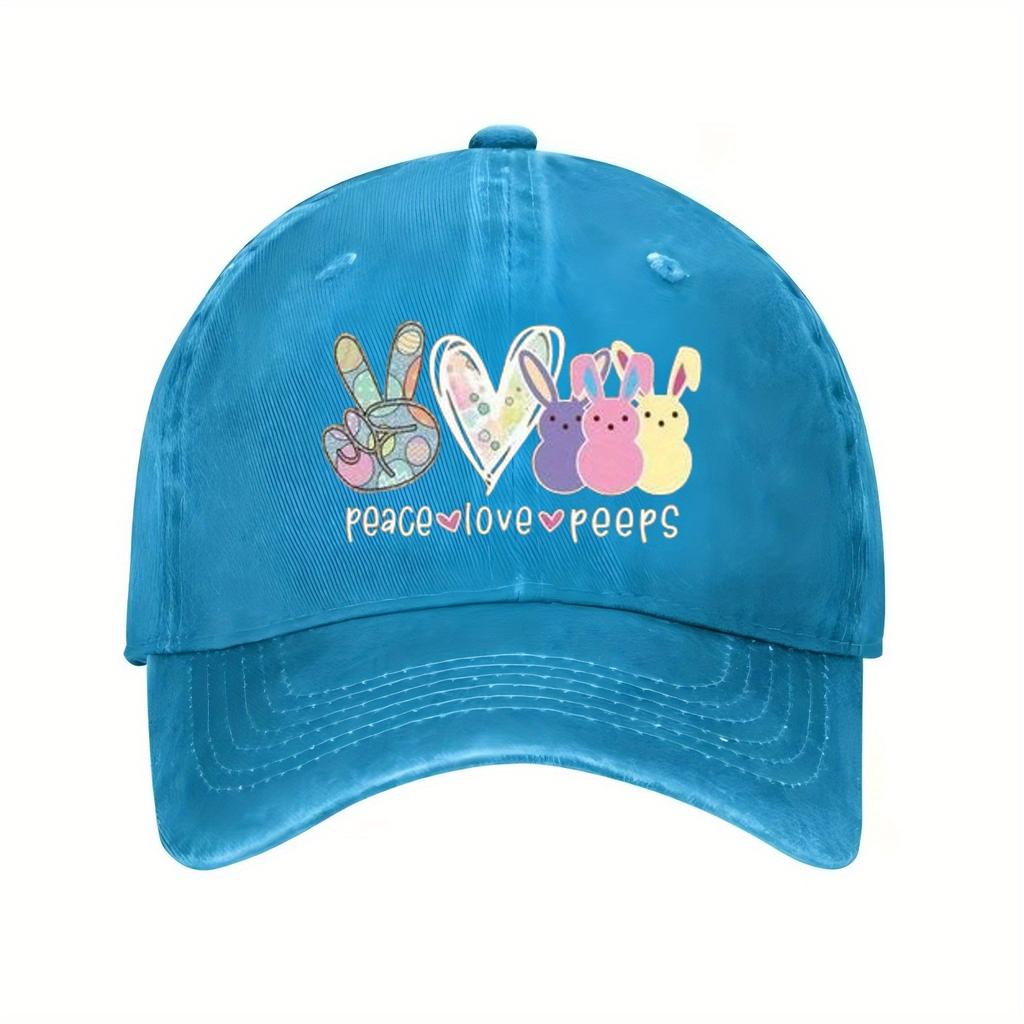 Peace Love Peeps Graphic Baseball Cap Polyester Casual Adjustable Sporty Hat for Men Women