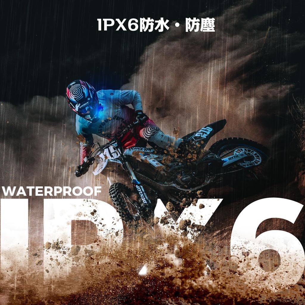 Moman H4S Motorcycle Headset with LED Headlight RGB Voice 32 Hours of Continuous Wireless IPX6 1000mAh Siri Voice Automatic Call Noise Motorcycle
