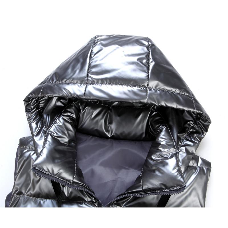 Nowa rozpinana kamizelka z kapturem z jasnej skóry męska i damska osobowość przystojna kamizelka ciepła pogrubiona młodzieżowy trend zima