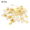 uxcell Round Brooch Pins, 80mm Metal Tray Stick Lapel Pins with Long Needle Clips for Women and Men, Badges, Scarves, and Hats, Gold Tone, 30 Pieces