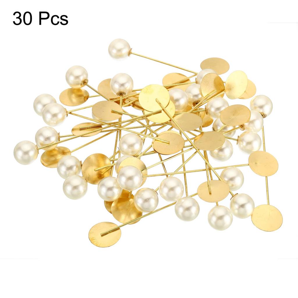 uxcell Round Brooch Pins, 80mm Metal Tray Stick Lapel Pins with Long Needle Clips for Women and Men, Badges, Scarves, and Hats, Gold Tone, 30 Pieces