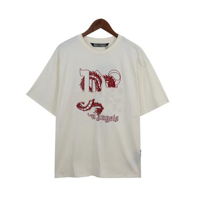 Neues Palm Angel Angels Drachenjahr besticktes Frühlings- und Sommer-Freizeit-Sport-T-Shirt mit kurzen Ärmeln für Damen und Herren
