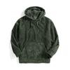 Men's Hoodie with Thick Corduroy Long Sleeves and Solid Color Kangaroo Pockets, Hanging Shoulder Hooded Sweatshirt
