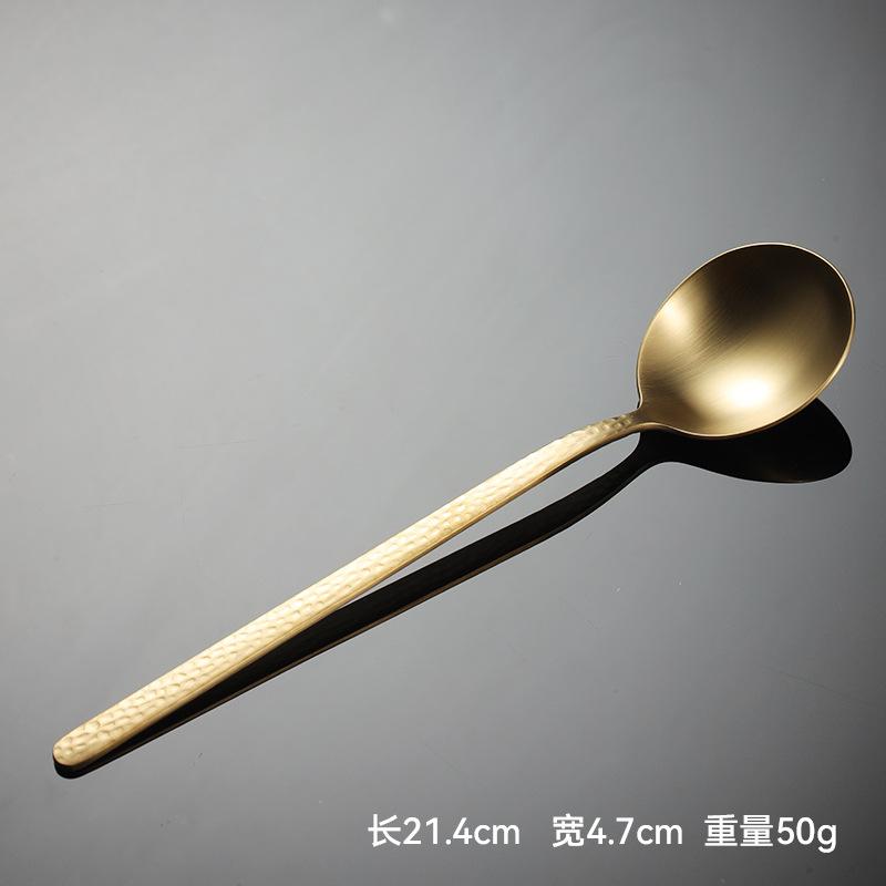 304 stainless steel hammer point Korean spoon plated with titanium hammer pattern retro spoon household kitchen high value tableware
