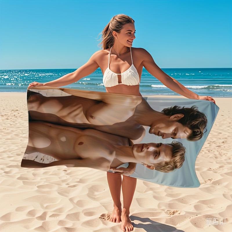 Muskulöse Männer Druck Strandtuch, Ultrafeine Mikrofaser, Schnelltrocknend, Maschinenwaschbar, Ideal für Yoga Schwimmen Strand Camping