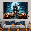 1pcs Decorative Arts Halloween Background Curtains - Ghost Night Burger Pumpkin Lantern Pumpkin Wall Hanging