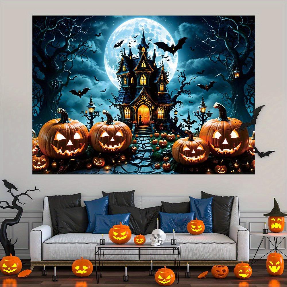 1pcs Decorative Arts Halloween Background Curtains - Ghost Night Burger Pumpkin Lantern Pumpkin Wall Hanging
