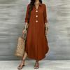 Women's Casual Color Long Sleeve Button Down Shirt Dress for Everyday Wear