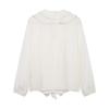 Womens Ruffled Layered Cardigan Shirt Loose Fit Casual Top Pure Color Long Sleeve